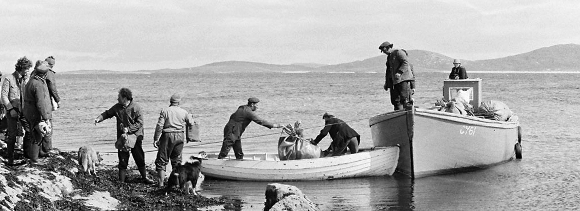 Picture of people boarding a small boat