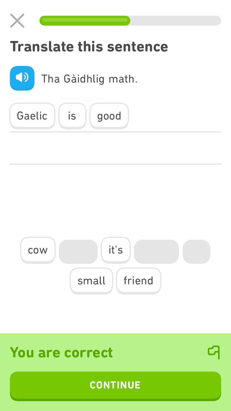 Duolingo Gaelic Course Example